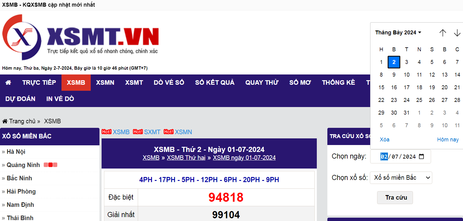 XSMB - KQXSMB cập nhật mới nhất